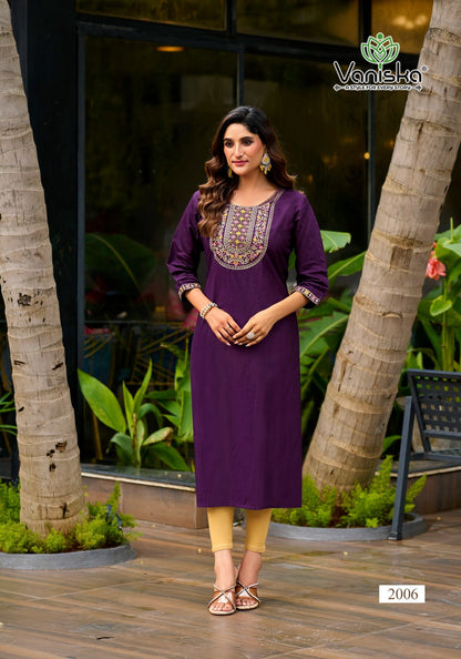 Five Star Vol 2 Vaniska Vatican Silk Long Straight Kurti Wholesaler Ahmedabad