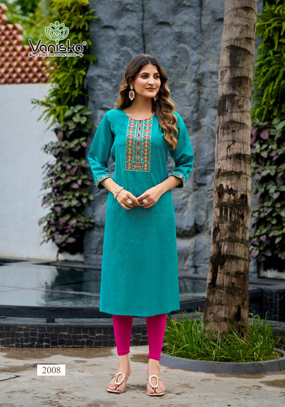 Five Star Vol 2 Vaniska Vatican Silk Long Straight Kurti Wholesaler Ahmedabad