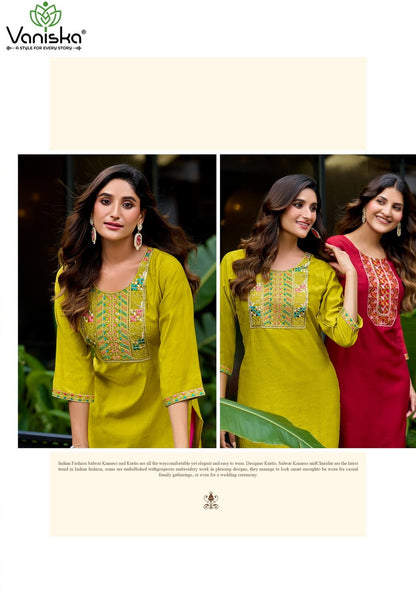Five Star Vol 2 Vaniska Vatican Silk Long Straight Kurti Wholesaler Ahmedabad