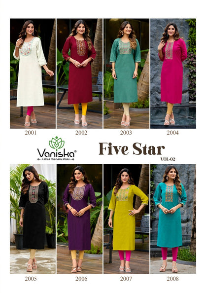 Five Star Vol 2 Vaniska Vatican Silk Long Straight Kurti Wholesaler Ahmedabad
