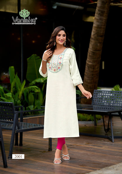 Five Star Vol 2 Vaniska Vatican Silk Long Straight Kurti Wholesaler Ahmedabad