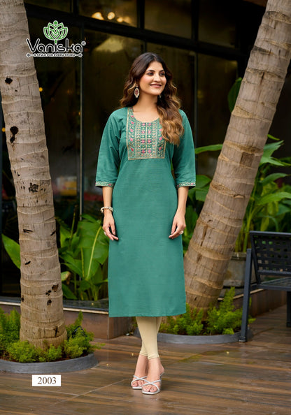 Five Star Vol 2 Vaniska Vatican Silk Long Straight Kurti Wholesaler Ahmedabad