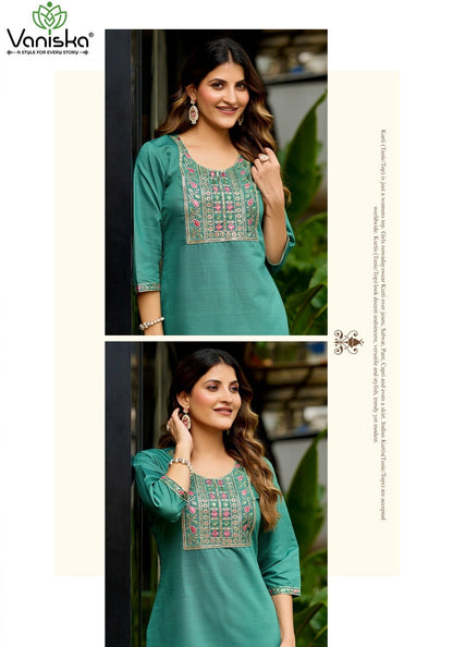 Five Star Vol 2 Vaniska Vatican Silk Long Straight Kurti Wholesaler Ahmedabad