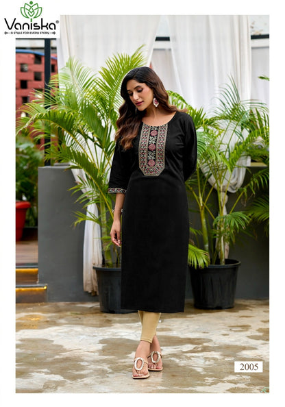 Five Star Vol 2 Vaniska Vatican Silk Long Straight Kurti Wholesaler Ahmedabad