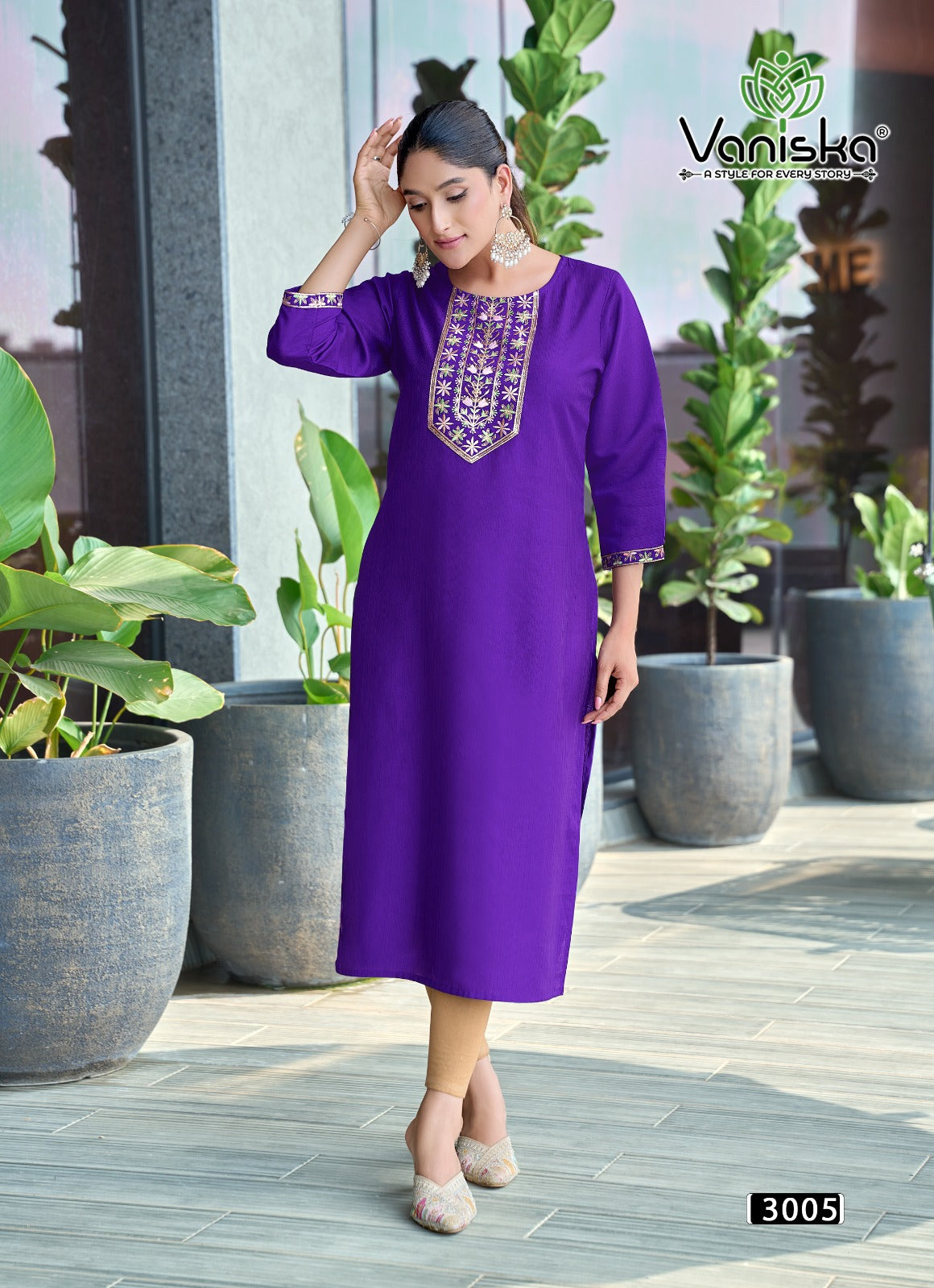 Five Star Vol 3 Vaniska Vatican Silk Long Straight Kurti Exporter