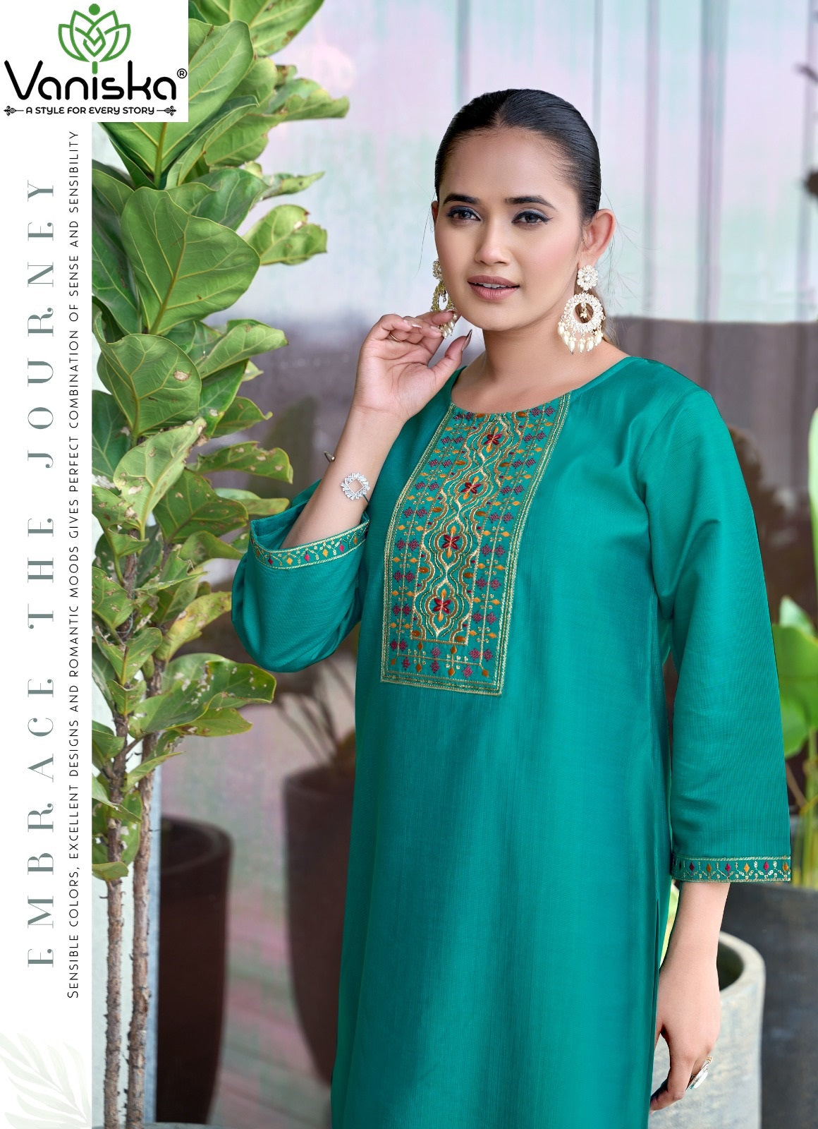 Five Star Vol 3 Vaniska Vatican Silk Long Straight Kurti Exporter