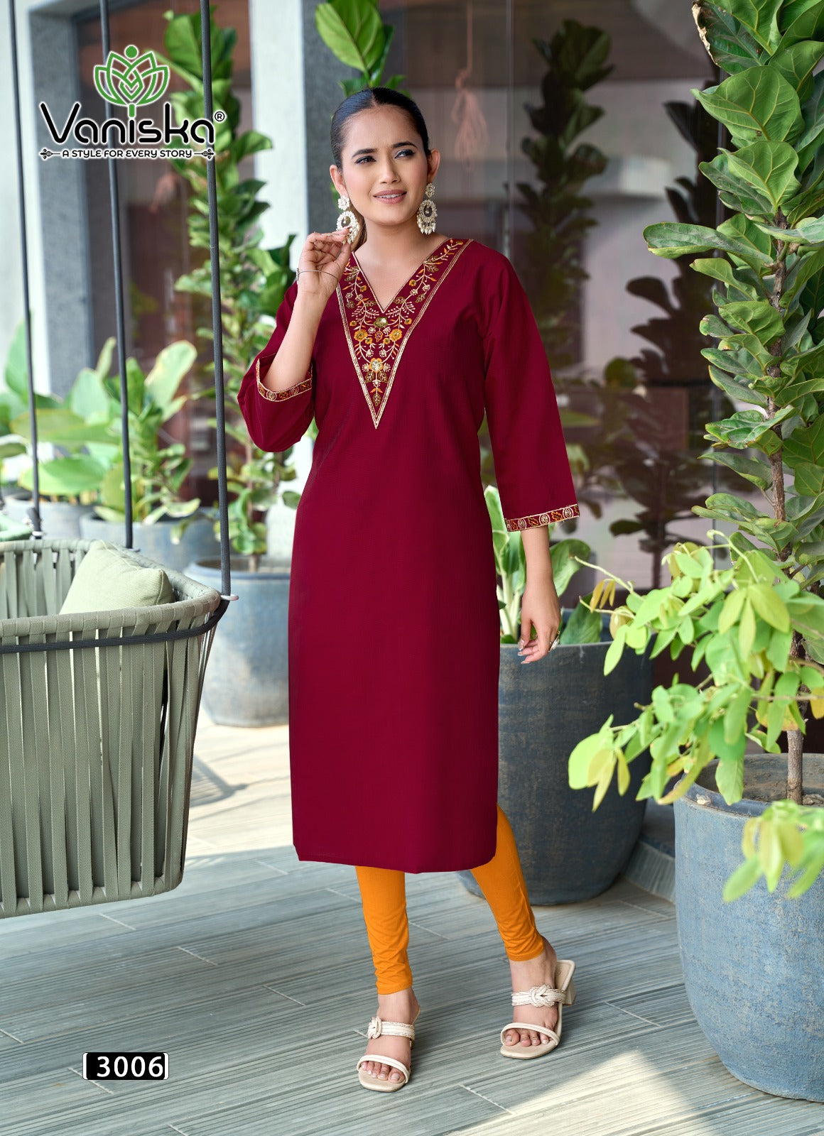 Five Star Vol 3 Vaniska Vatican Silk Long Straight Kurti Exporter