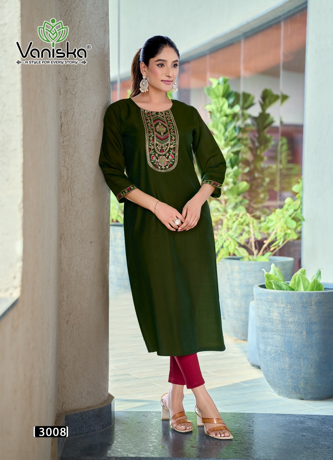 Five Star Vol 3 Vaniska Vatican Silk Long Straight Kurti Exporter