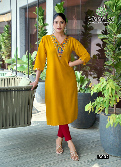 Five Star Vol 3 Vaniska Vatican Silk Long Straight Kurti Exporter