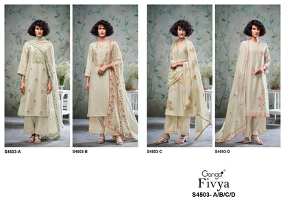 Fivya 4503 Ganga Bemberg Silk Plazzo Style Suits Wholesale