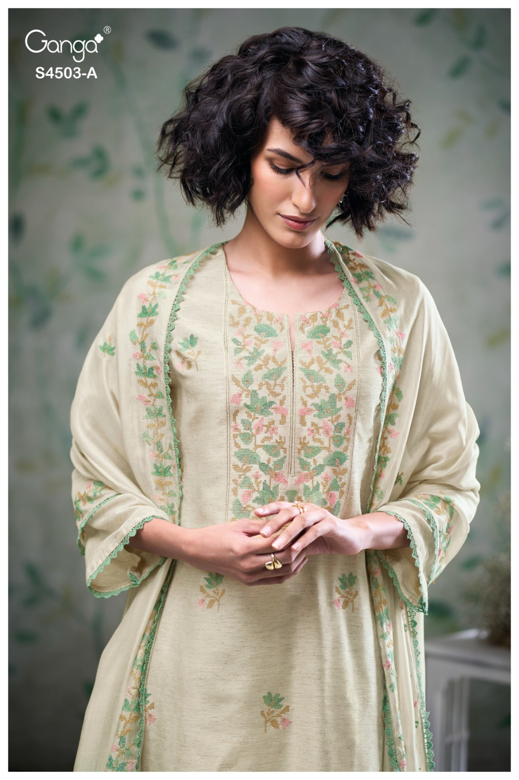 Fivya 4503 Ganga Bemberg Silk Plazzo Style Suits Wholesale