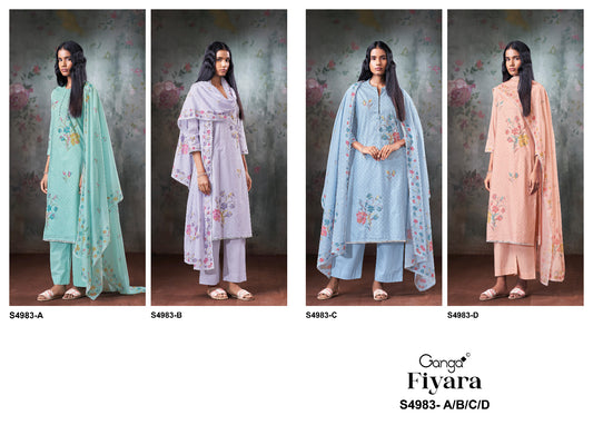 Fiyara 4983 Ganga Cotton Pant Style Suits Exporter
