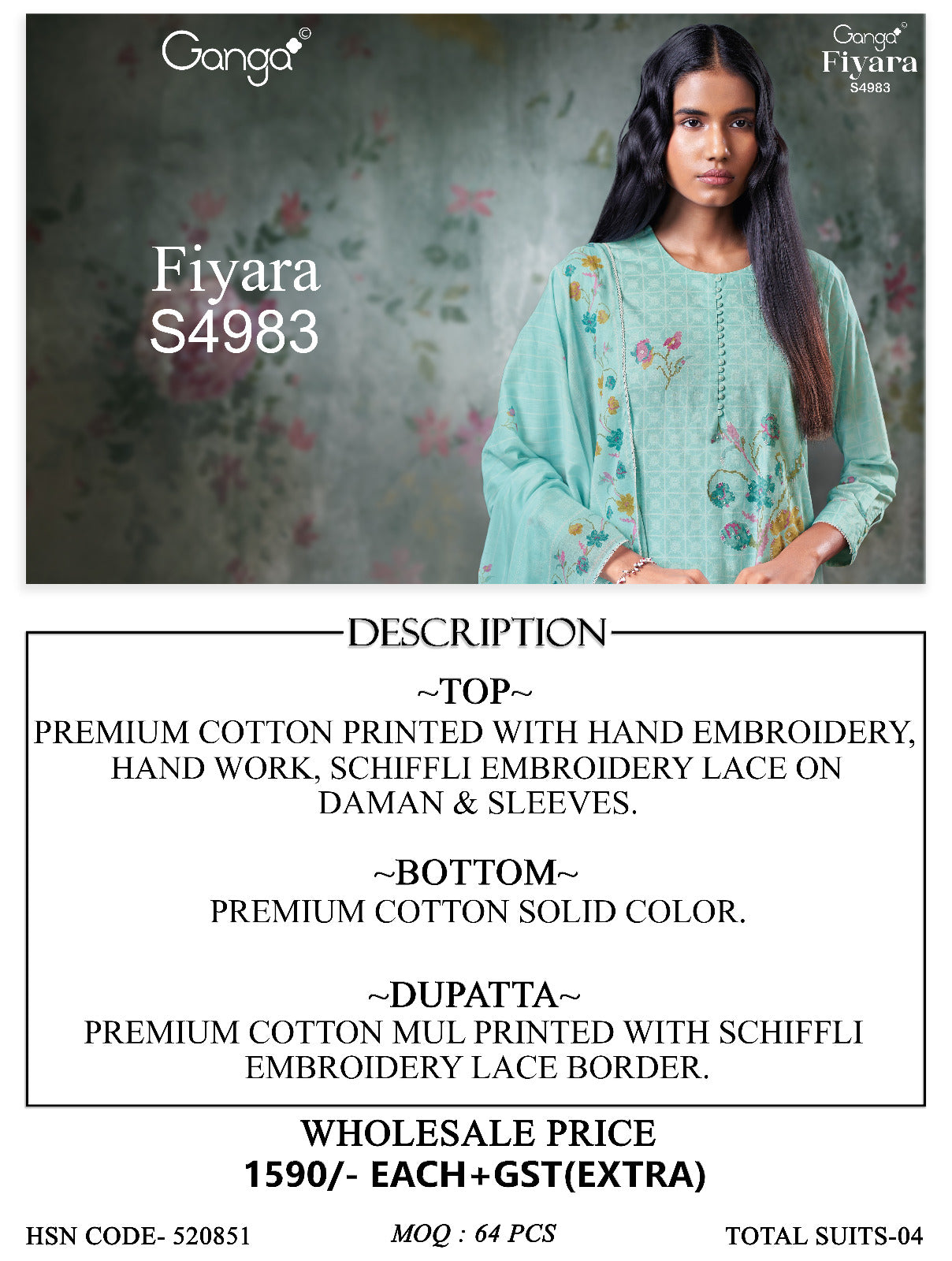 Fiyara 4983 Ganga Cotton Pant Style Suits Exporter