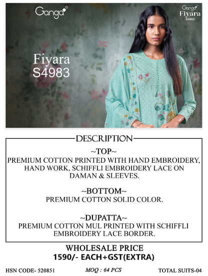 Fiyara 4983 Ganga Cotton Pant Style Suits Exporter