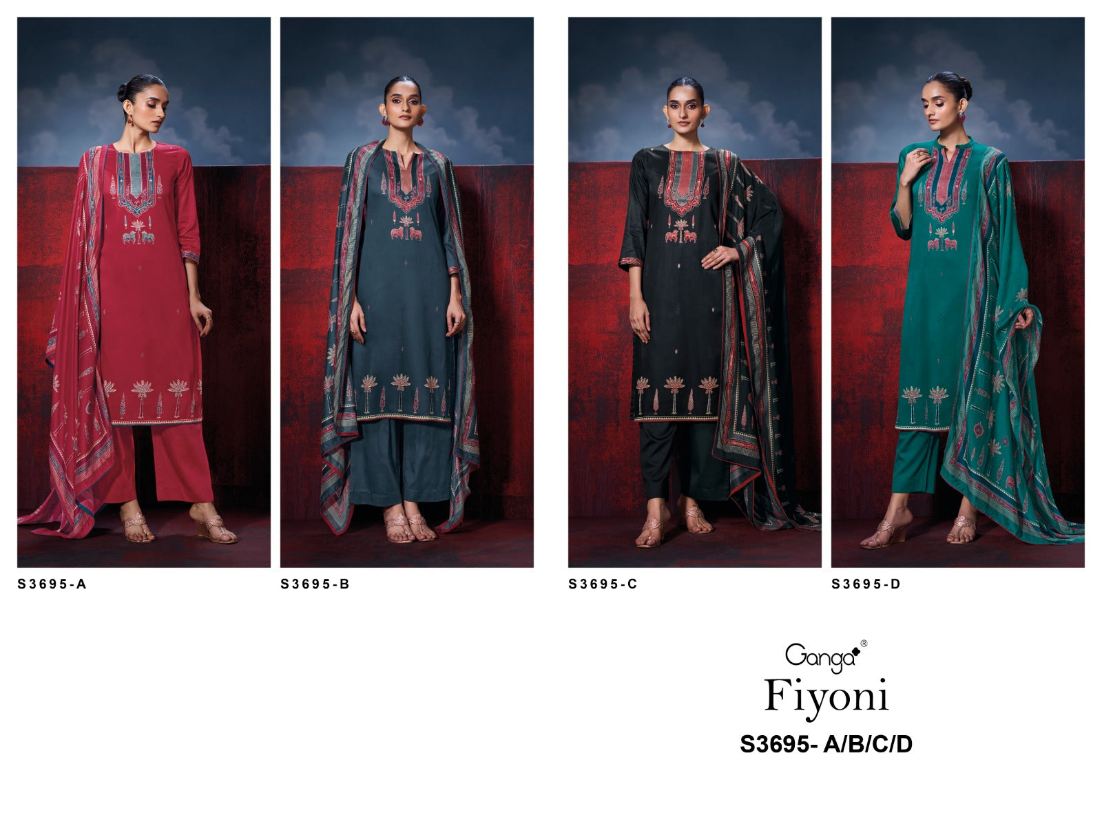 Fiyoni 3695 Ganga Premium Cotton Plazzo Style Suits Supplier