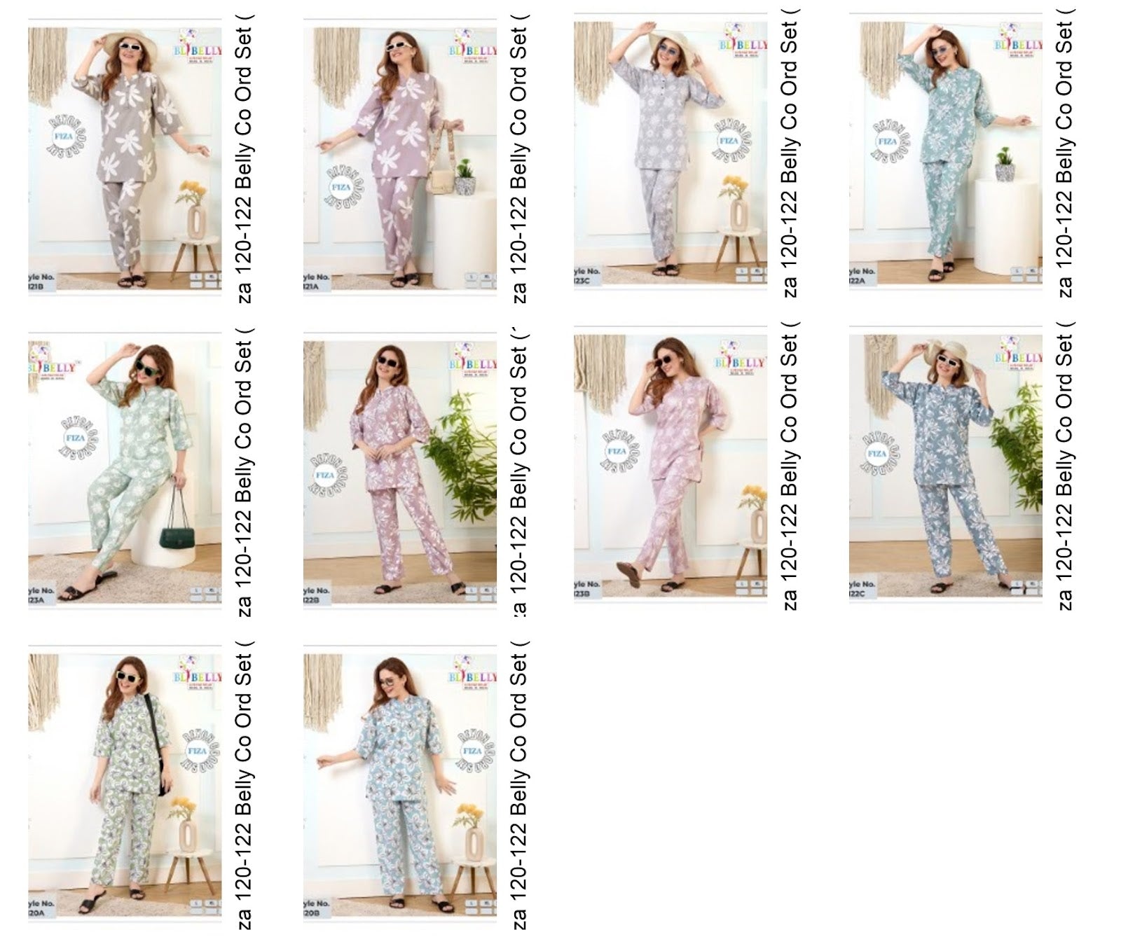 Fiza 120-122 Belly Rayon Co Ord Set Wholesaler Gujarat