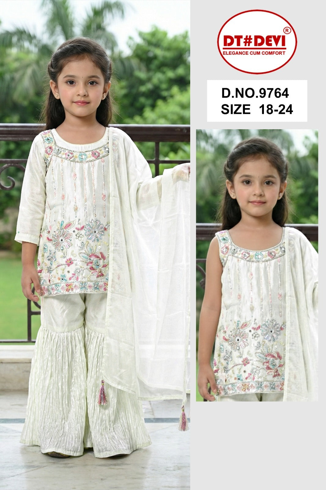 Fiza 9764 Dt Devi Silk Readymade Girls Sharara Suits Wholesaler India