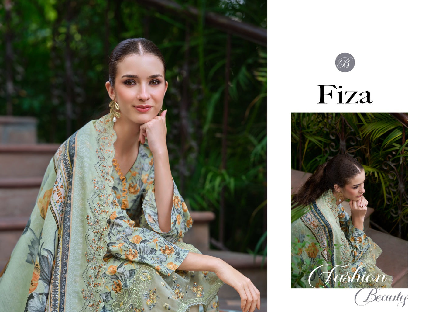 Fiza Belliza Designer Studio Cotton Karachi Readymade Suits Wholesaler Gujarat
