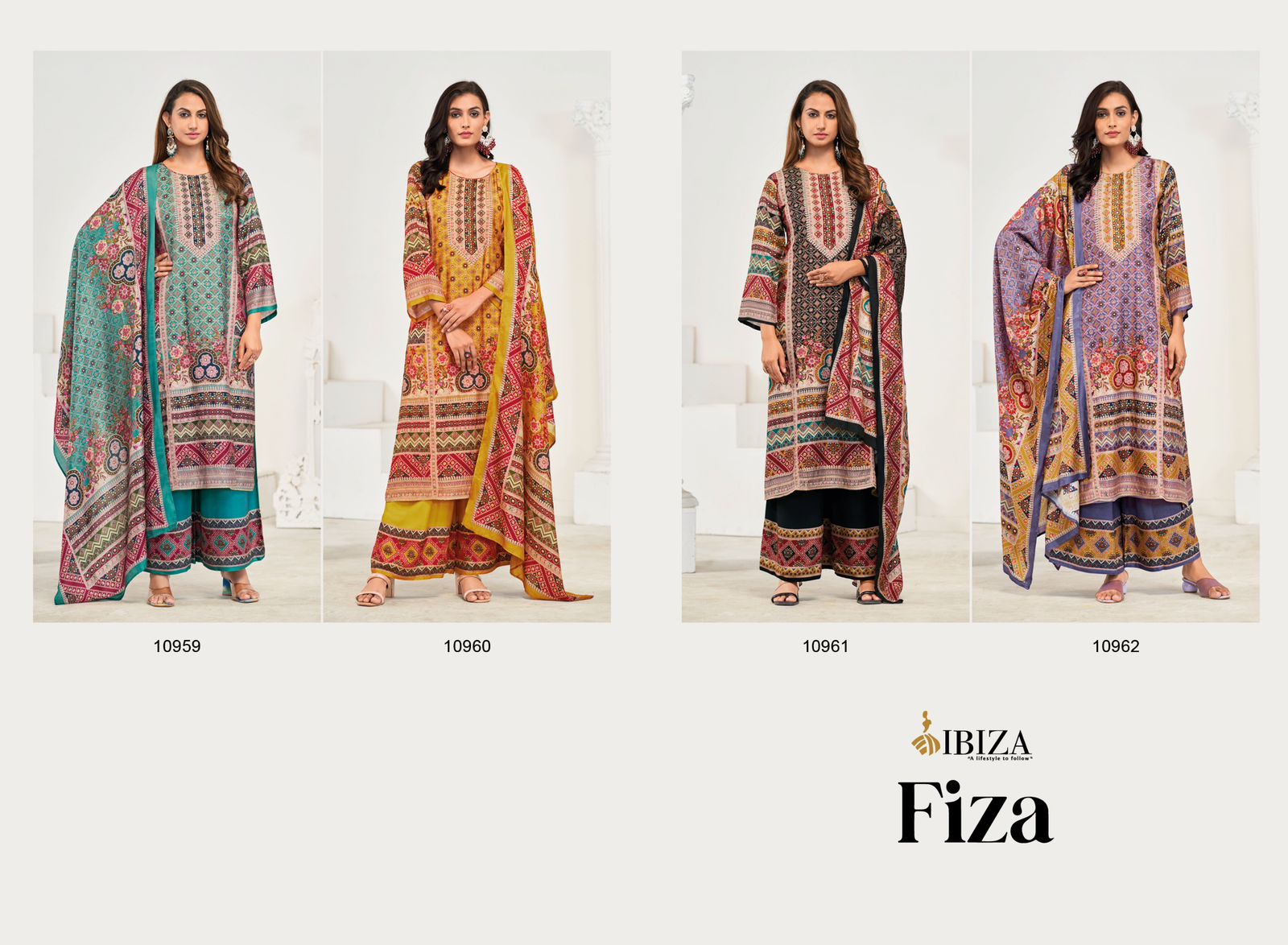Fiza Ibiza Bemberg Muslin Plazzo Style Suits Wholesale Rate