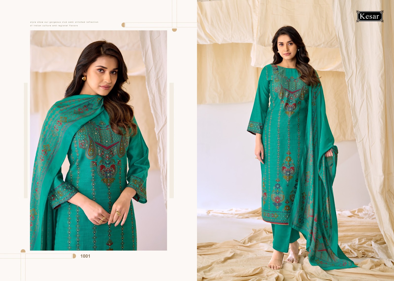 Fiza Vol 1 Kesar Gadwal Silk Karachi Salwar Suits Wholesaler Ahmedabad