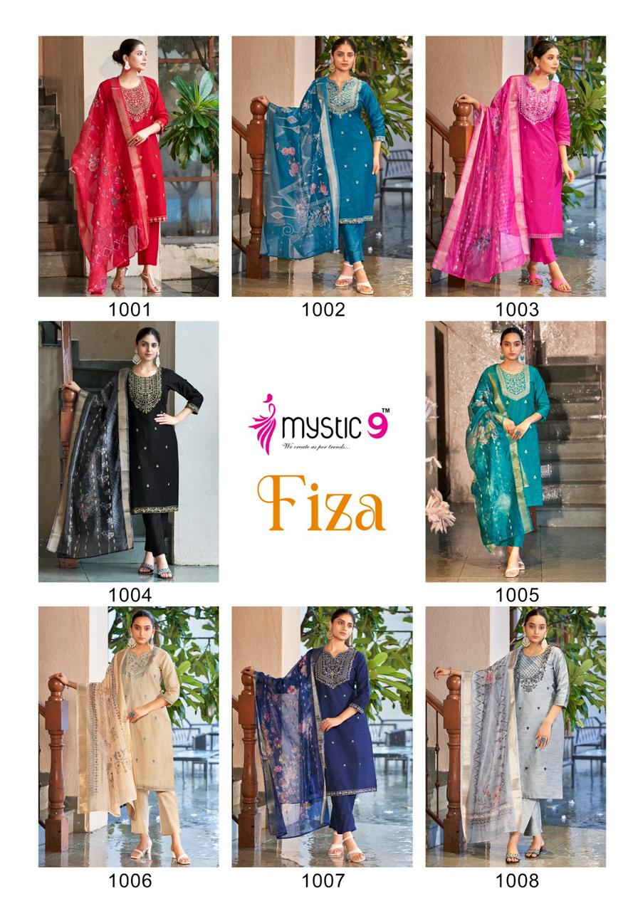 Fiza Vol 1 Mystic 9 Banglori Silk Readymade Pant Style Suits Supplier Ahmedabad