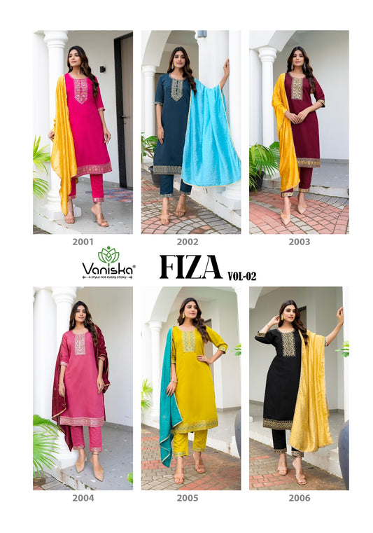 Fiza Vol 2 Colour Pix Roman Silk Readymade Pant Style Suits Exporter India