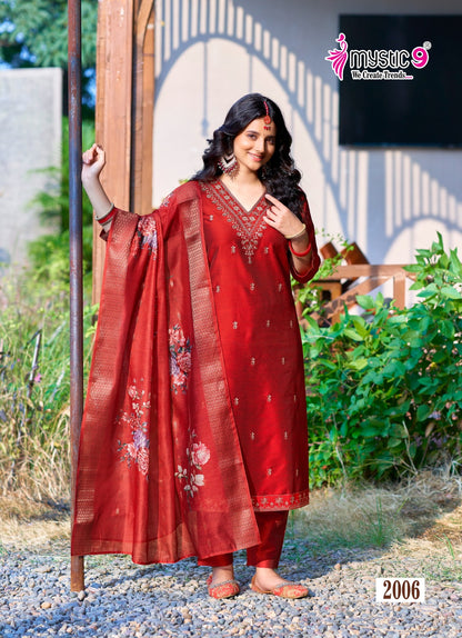 Fiza Vol 2 Mystic 9 Banglori Silk Readymade Pant Style Suits Supplier India