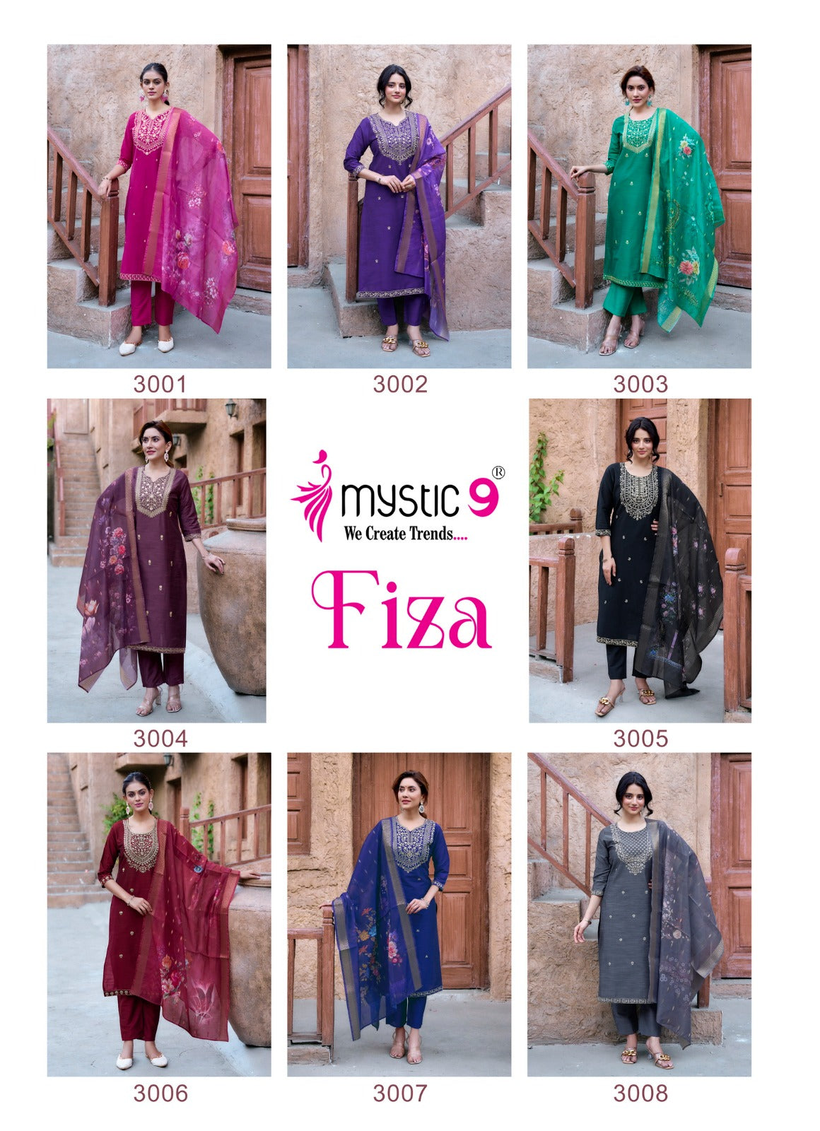 Fiza Vol 3 Mystic 9 Banglori Silk Readymade Pant Style Suits Wholesaler Ahmedabad