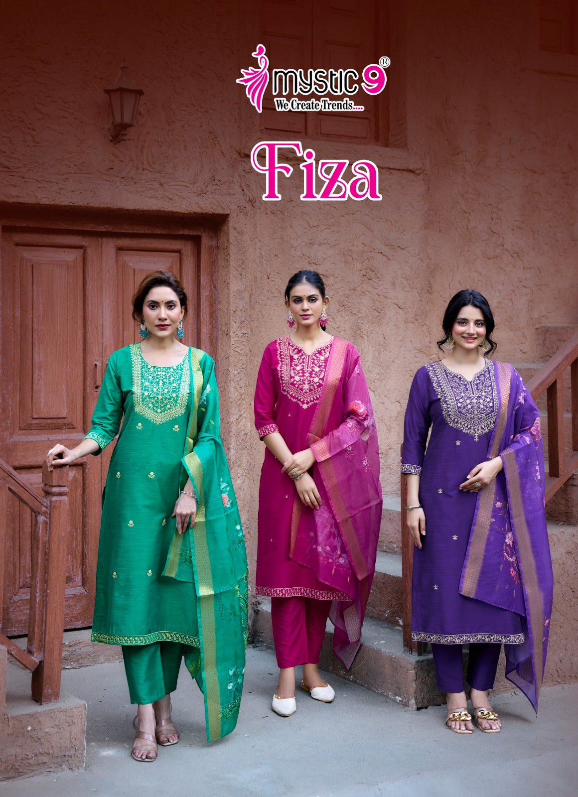 Fiza Vol 3 Mystic 9 Banglori Silk Readymade Pant Style Suits Wholesaler Ahmedabad