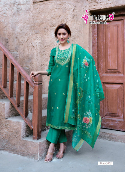 Fiza Vol 3 Mystic 9 Banglori Silk Readymade Pant Style Suits Wholesaler Ahmedabad