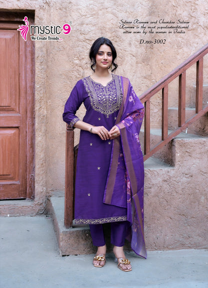 Fiza Vol 3 Mystic 9 Banglori Silk Readymade Pant Style Suits Wholesaler Ahmedabad