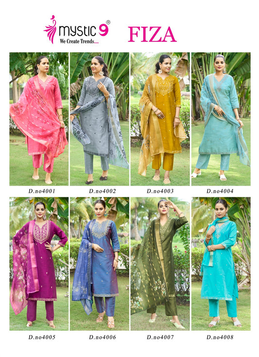 Fiza Vol 4 Mystic 9 Banglori Silk Readymade Pant Style Suits Wholesale Price