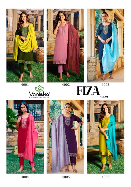 Fiza Vol 4 Vaniska Roman Silk Readymade Pant Style Suits Manufacturer Ahmedabad
