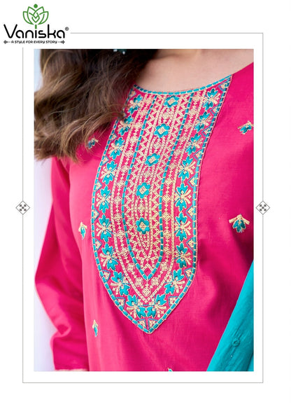 Fiza Vol 5 Vaniska Roman Silk Readymade Pant Style Suits Wholesaler Ahmedabad