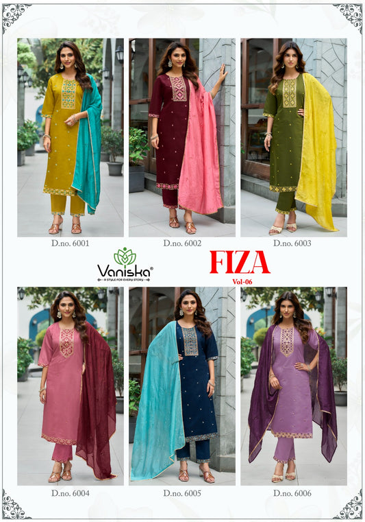 Fiza Vol 6 Vaniska Roman Silk Readymade Pant Style Suits Manufacturer Ahmedabad