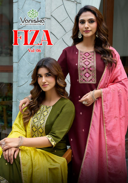 Fiza Vol 6 Vaniska Roman Silk Readymade Pant Style Suits Manufacturer Ahmedabad