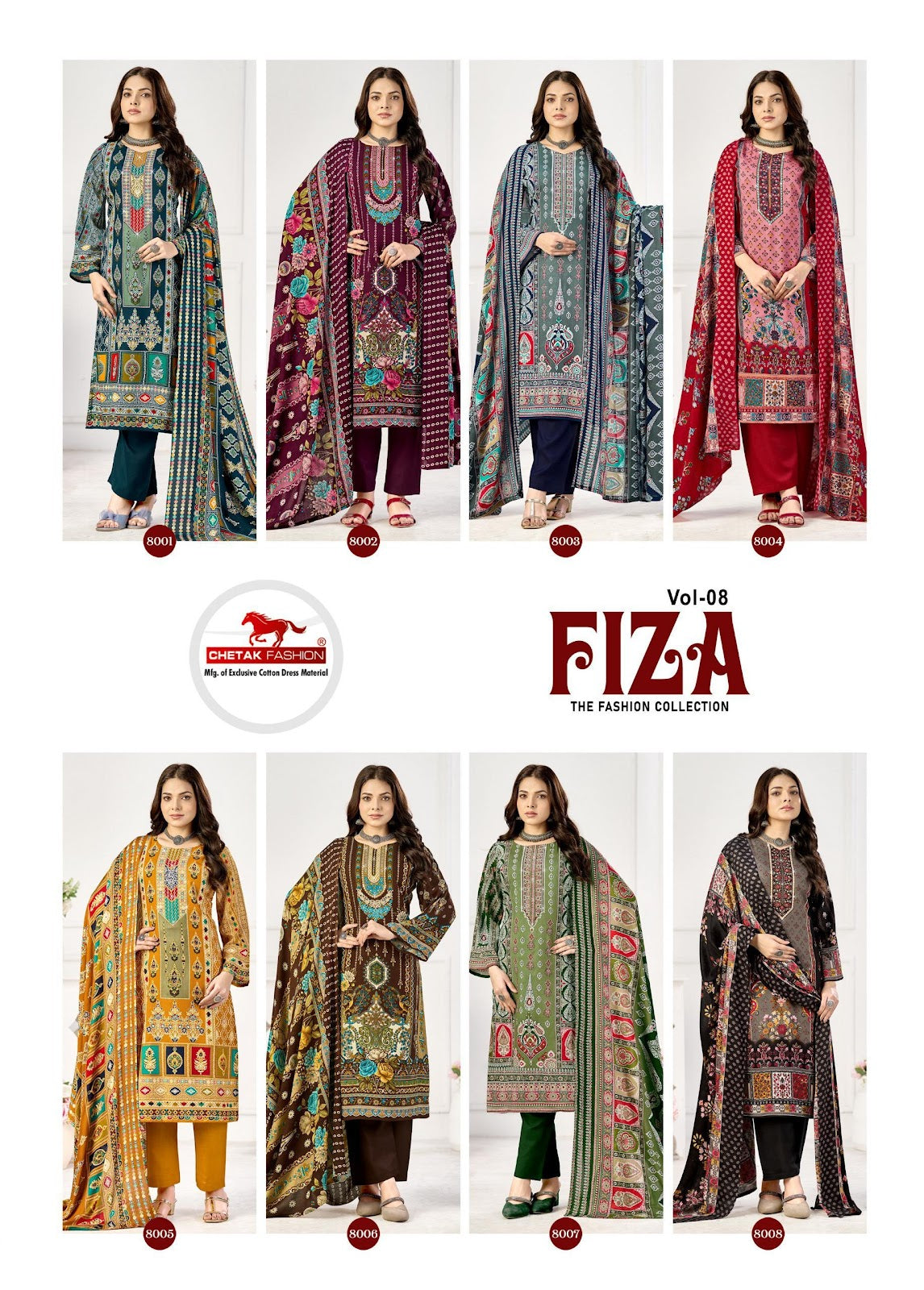 Fiza Vol 8 Chetak Fashion Rayon Karachi Salwar Suits Wholesaler Ahmedabad
