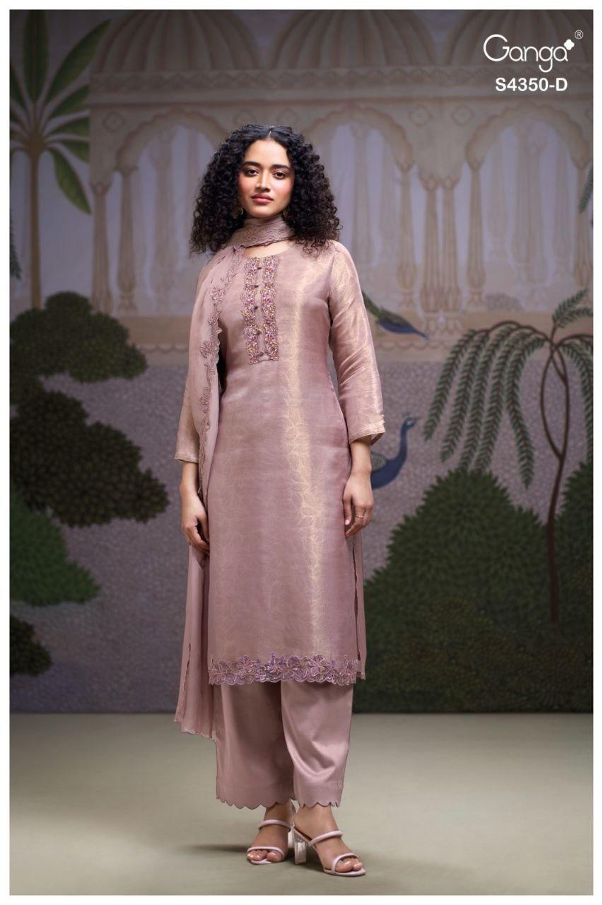 Fizara 4350 Ganga Silk Jacquard Plazzo Style Suits Manufacturer Gujarat