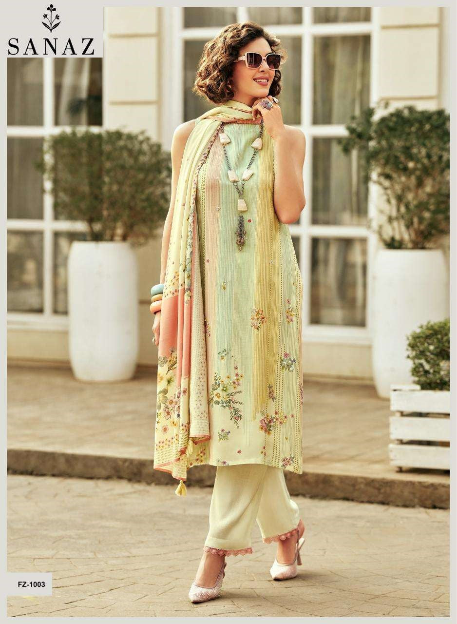 Fizza Sanaz Viscose Muslin Pant Style Suits Exporter India