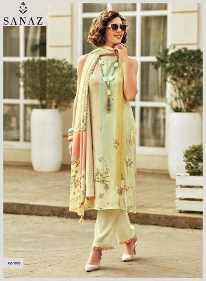 Fizza Sanaz Viscose Muslin Pant Style Suits Exporter India