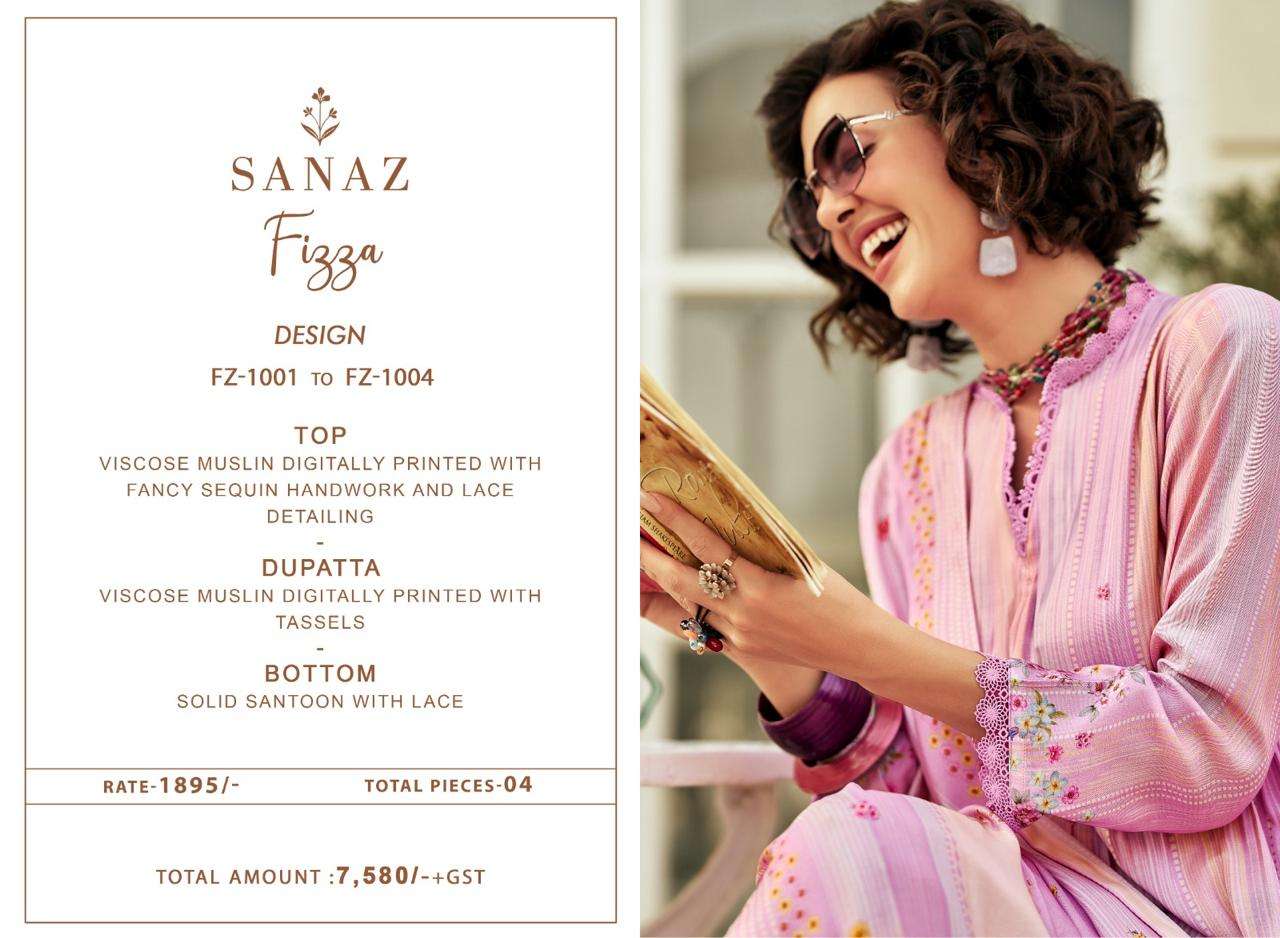 Fizza Sanaz Viscose Muslin Pant Style Suits Exporter India