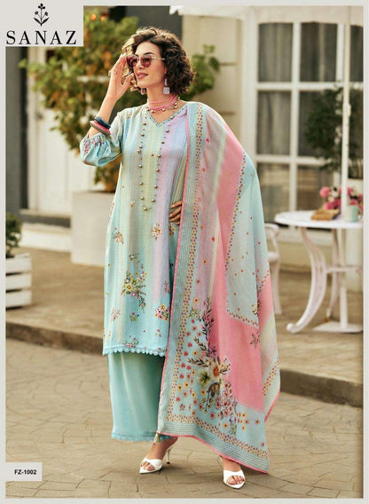 Fizza Sanaz Viscose Muslin Pant Style Suits Exporter India