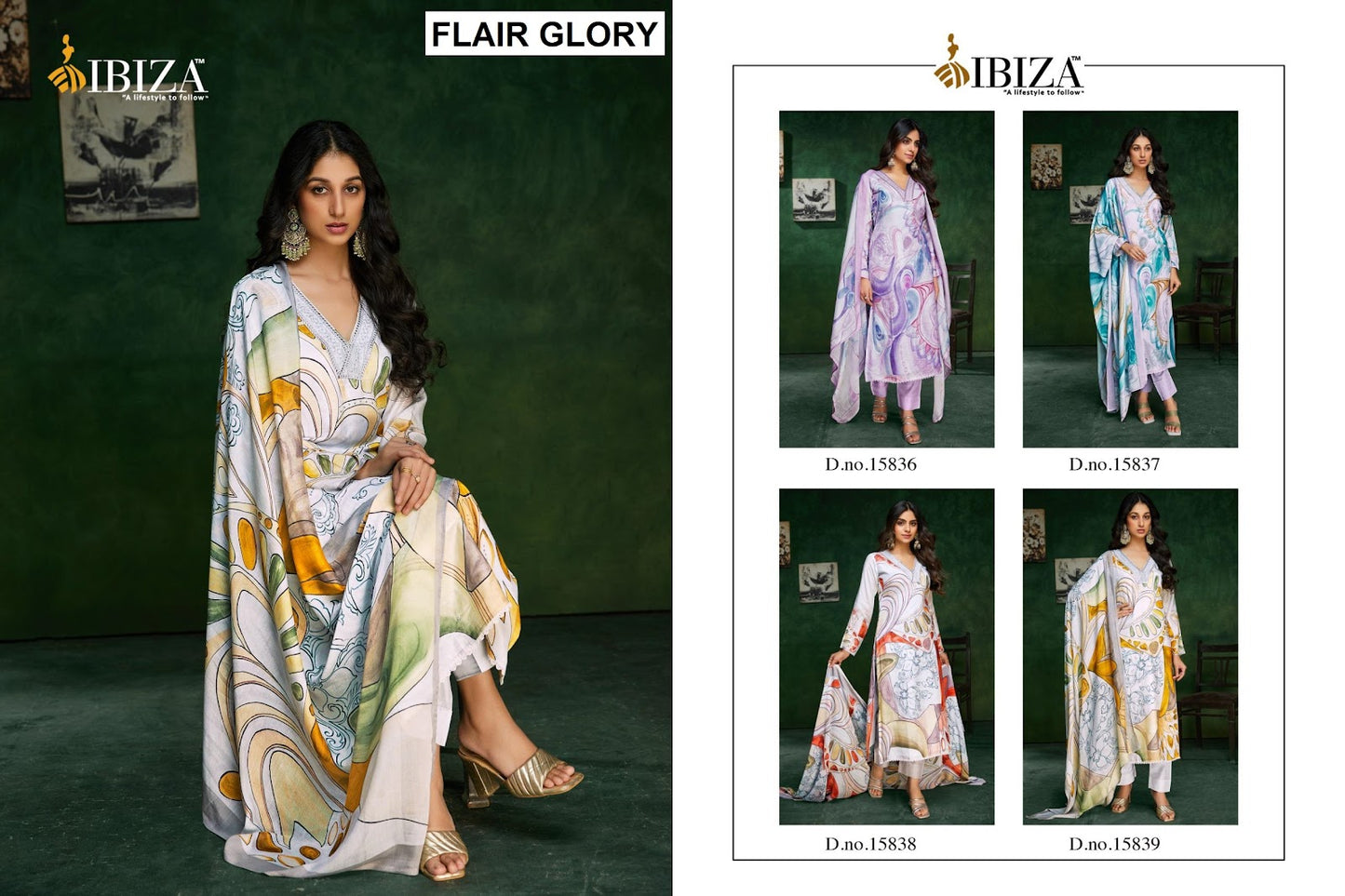 Flair Glory Ibiza Bemberg Muslin Pant Style Suits Wholesale Rate