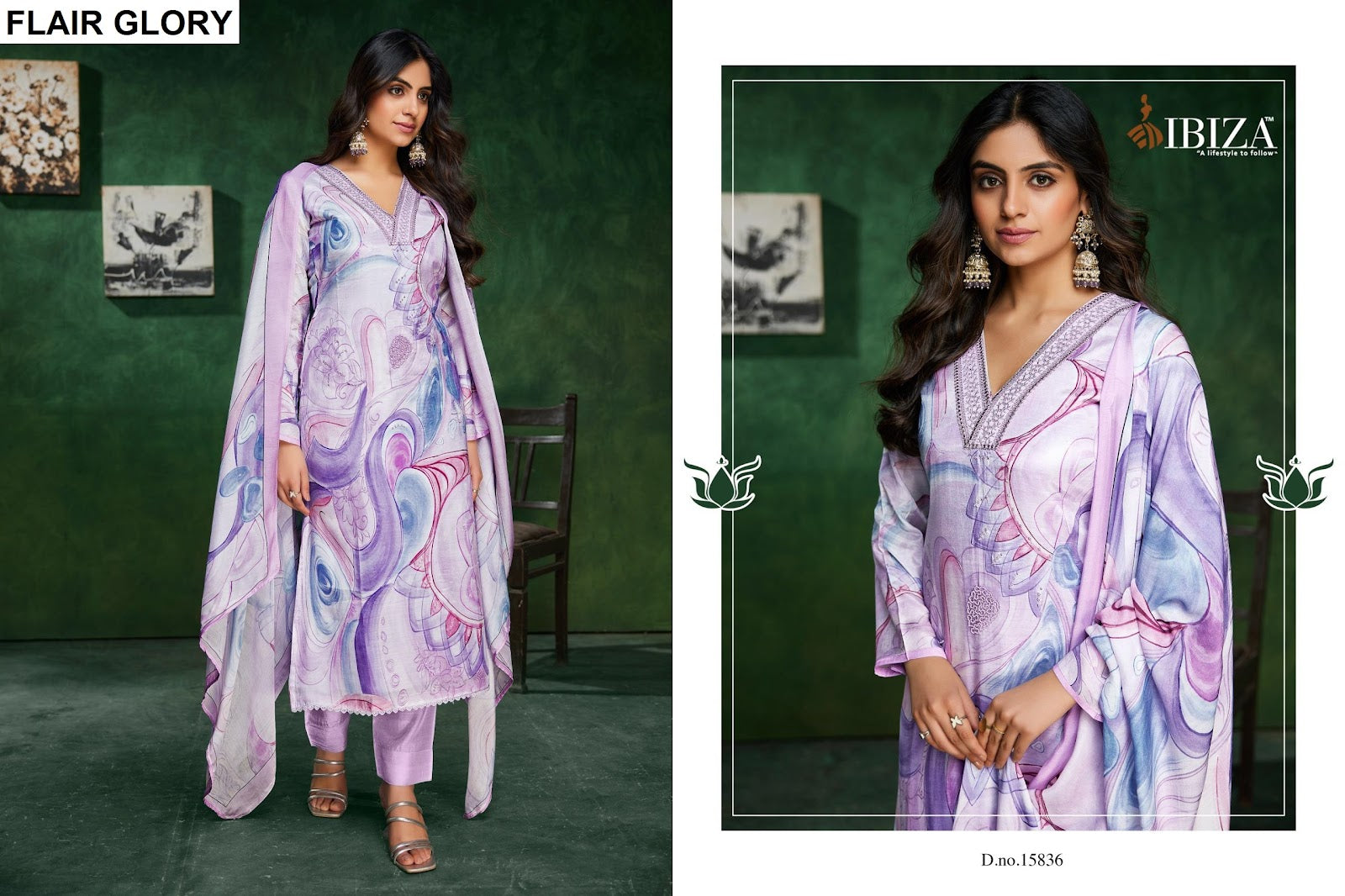 Flair Glory Ibiza Bemberg Muslin Pant Style Suits Wholesale Rate