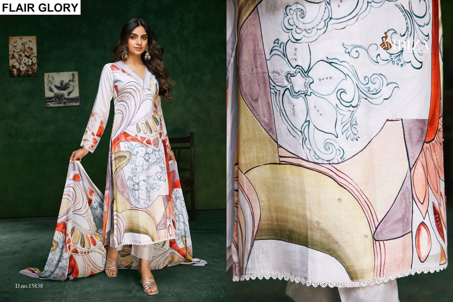 Flair Glory Ibiza Bemberg Muslin Pant Style Suits Wholesale Rate