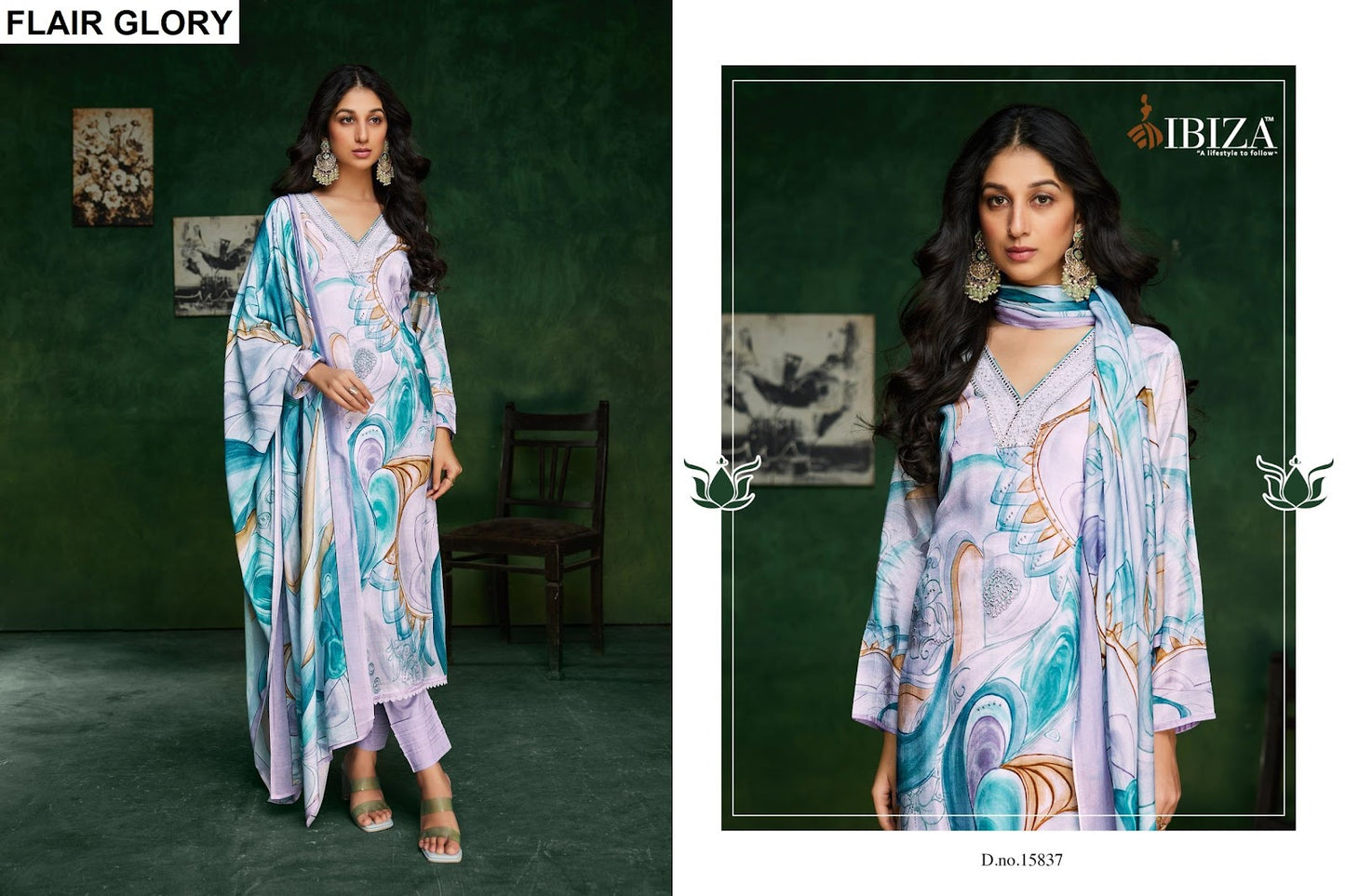 Flair Glory Ibiza Bemberg Muslin Pant Style Suits Wholesale Rate