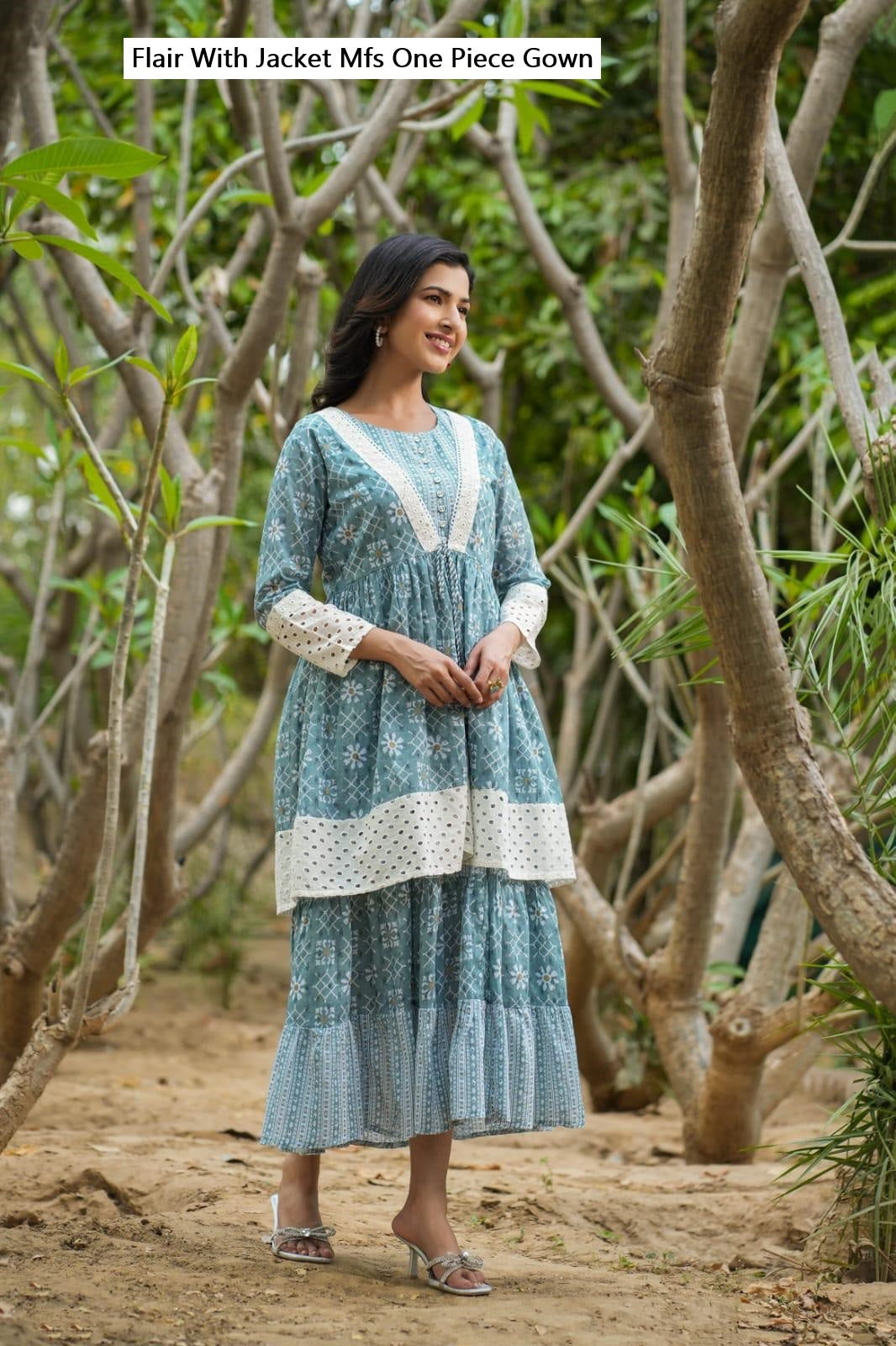 Flair With Jacket Mfs Cotton One Piece Gown Wholesaler India