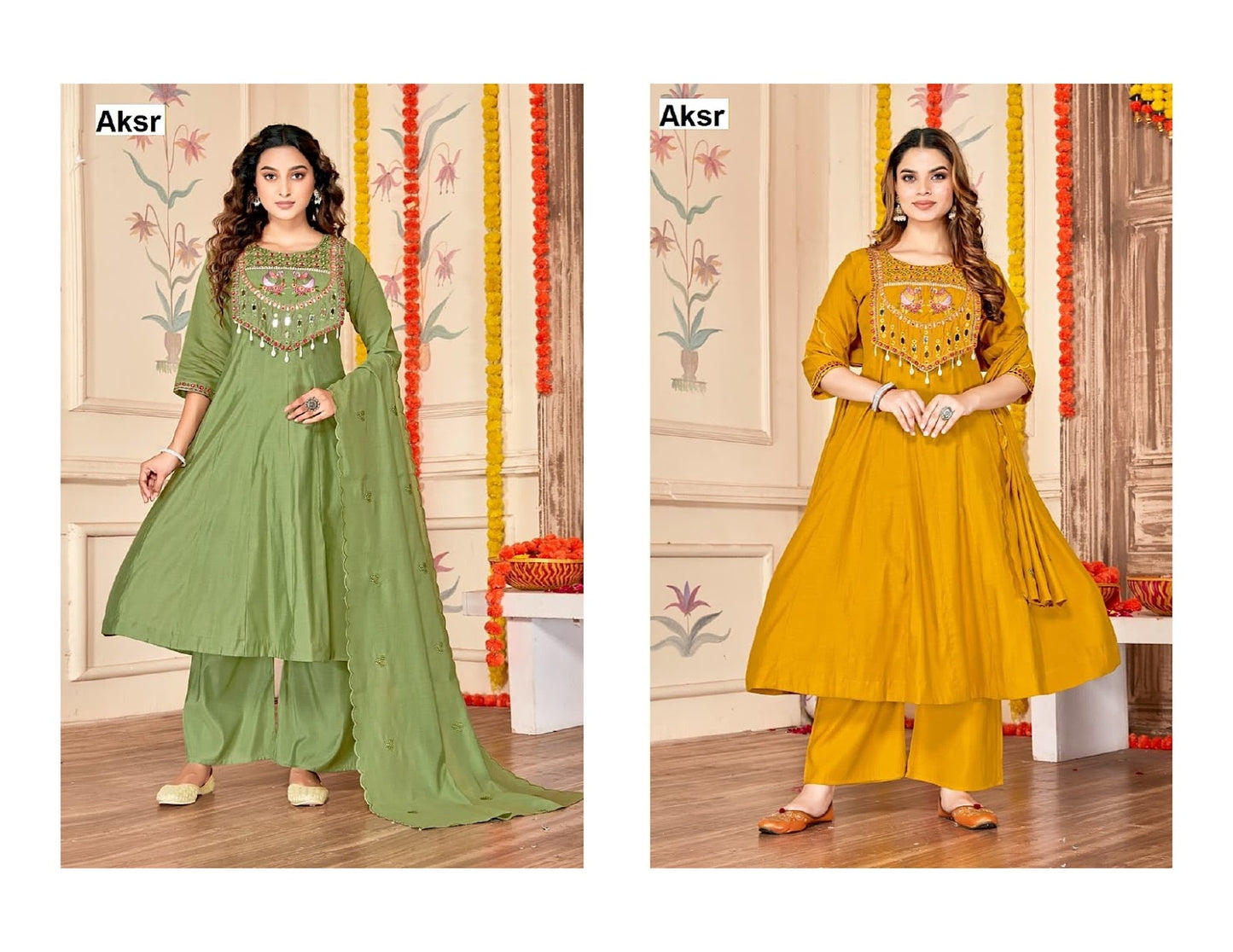Flairy Design 0109 Aksr Roman Silk Readymade Anarkali Suits Exporter Ahmedabad