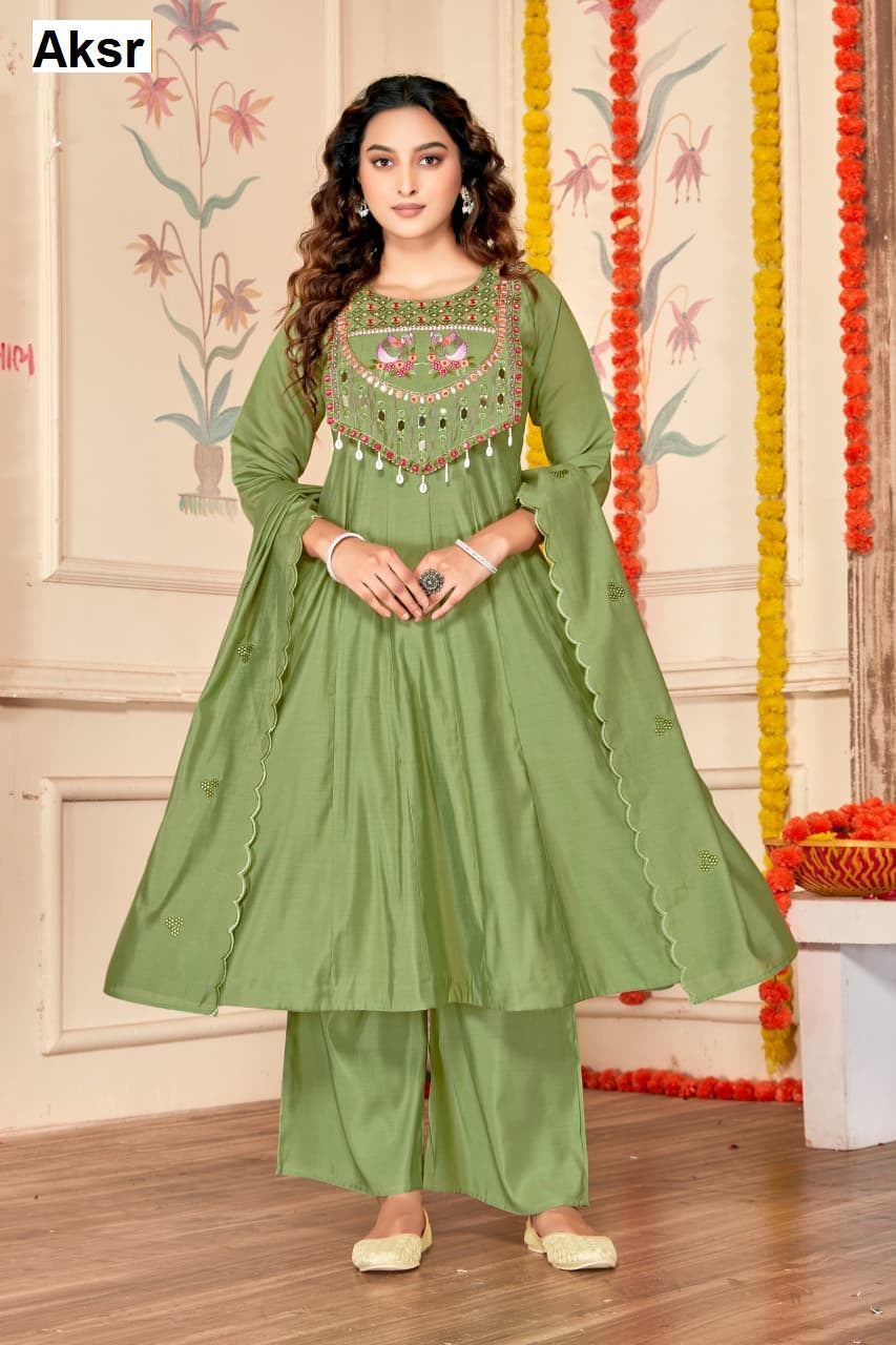 Flairy Design 0109 Aksr Roman Silk Readymade Anarkali Suits Exporter Ahmedabad