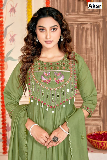 Flairy Design 0109 Aksr Roman Silk Readymade Anarkali Suits Exporter Ahmedabad